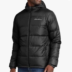 Eddie Bauer Men's Stratuslite Down Hoodie Light Jacket Size L Color Black